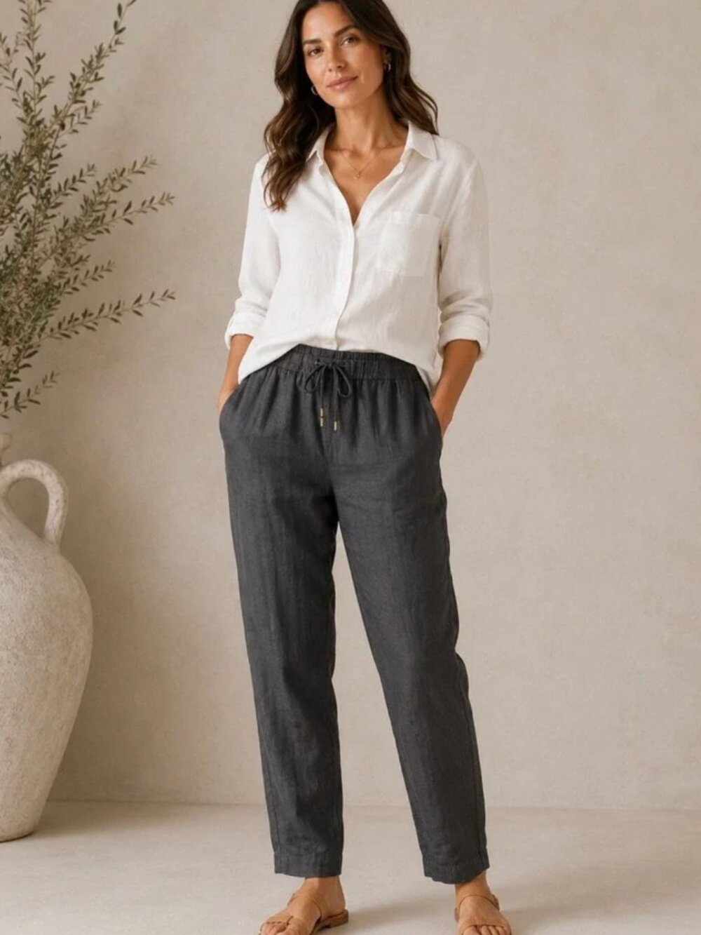 Ellen Tracy 100% Linen Pants Women’s Medium